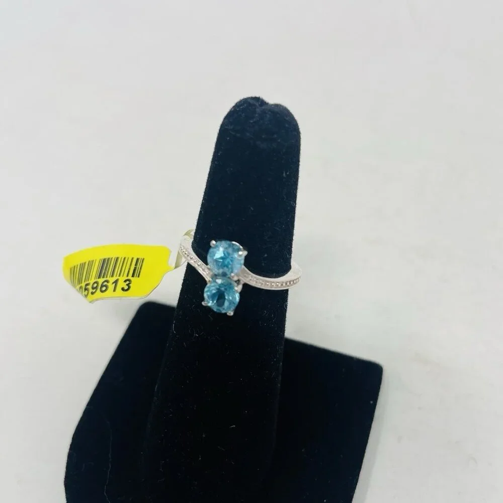 Madagascar Paraiba Apatite Size 5 925 Sterling Silver Bypass Ring 1.07 cts. 5008